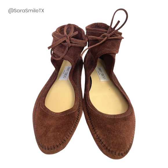 JIMMY CHOO Unique Authentic Boho Suede Gladiator Flats Ballet Shoes - RARE - Picture 3 of 15